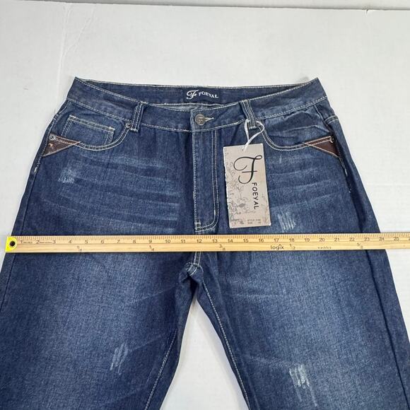 Fe Foeyal Medium Vintage Wash Men's 5 Pocket Distressed Jeans Size 38x31 NWT - Picture 7 of 13
